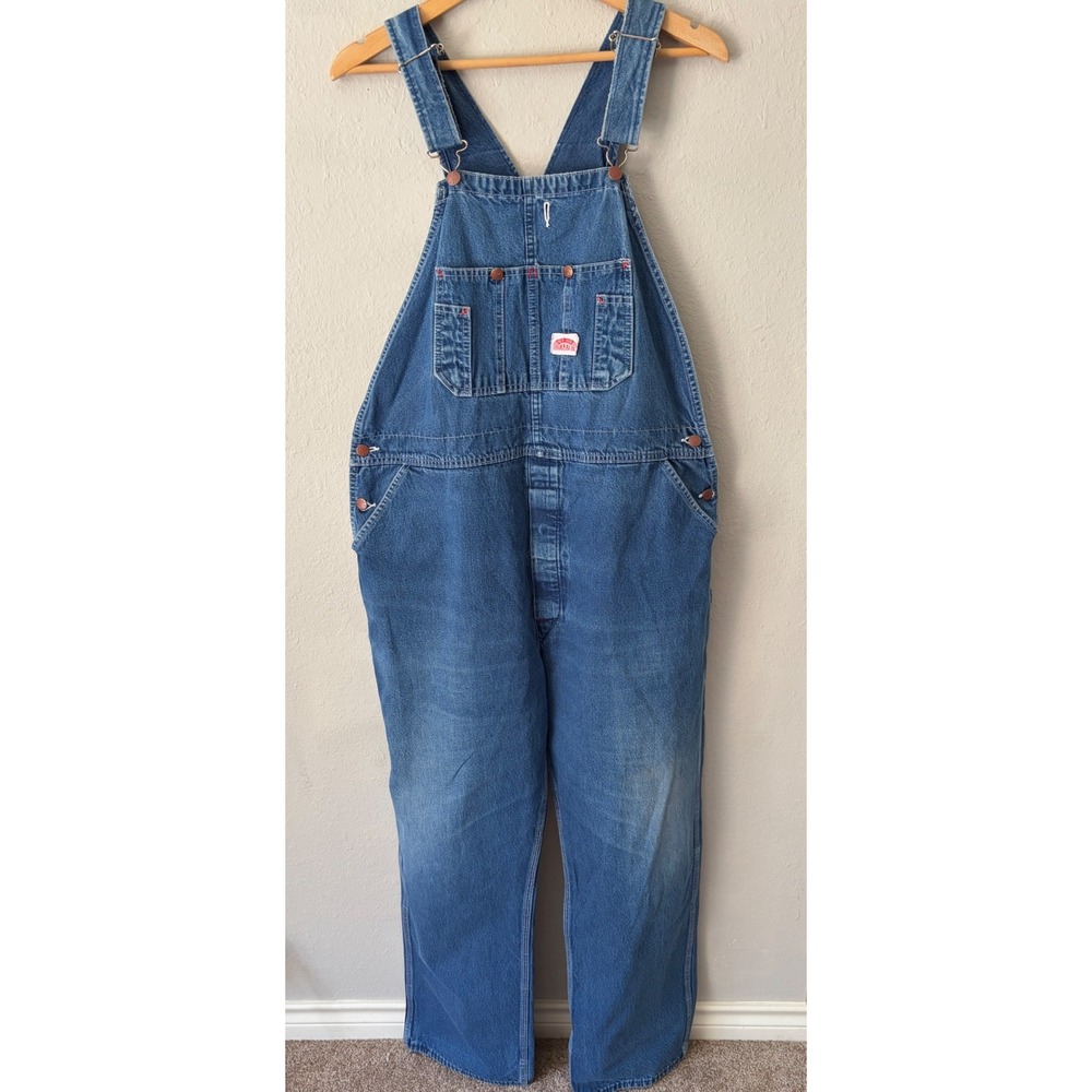 Round House Mens Vintage Made In USA Denim Overalls 44x30.5 Workwear Streetwear